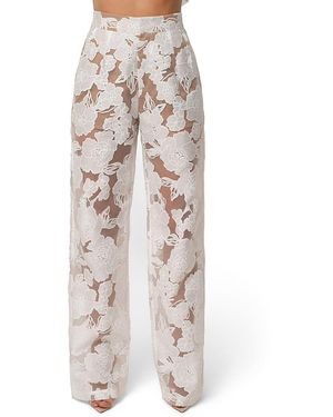 JLUXLABEL Organza Floral Pant - White