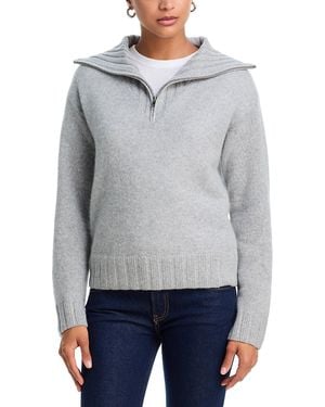 Aqua Cashmere Half Zip Sweater - Gray
