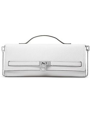 Michael Kors Hamilton Moderne Medium Leather Clutch - White