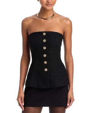 French Connection Structured Tweed Strapless Top - Black