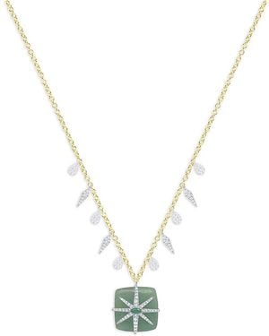 Meira T 14K & Jade, Emerald & Diamond Star Pendant Necklace, 16 - Metallic