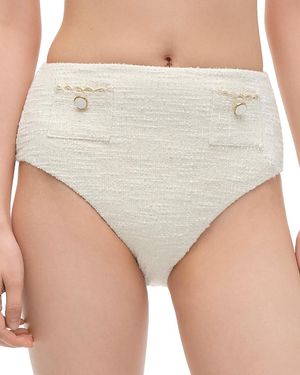 Jonathan Simkhai Diana High Waisted Tweed Bikini Bottom - Grey