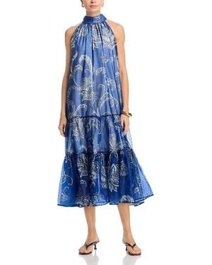 Nancy Yang Paisley Halter Midi Dress - Blue