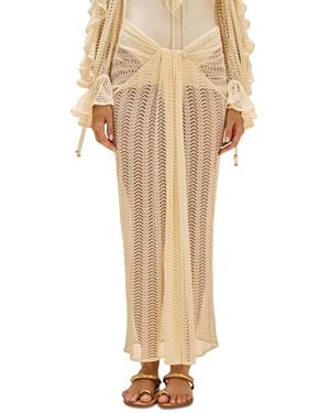 PATBO Wave Mesh Swim Cover Up Maxi Skirt - Natural