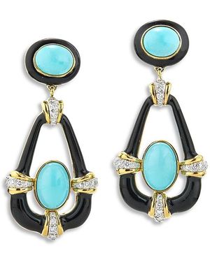 David Webb David Web Platinum & 18K Colors, Diamond & Enamel Drop Earrings - Blue