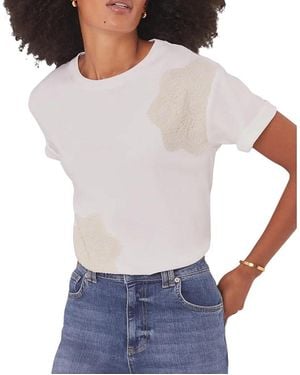 Mint Velvet Cotton Crochet Detail T-Shirt - White