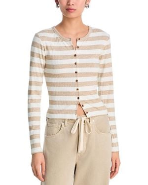 Rag & Bone The Knit Wide Rib Stripe Cardigan - Natural
