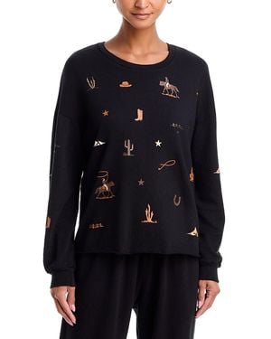 Aqua Tessa Rodeo Elements Cotton Sweatshirt - Blue