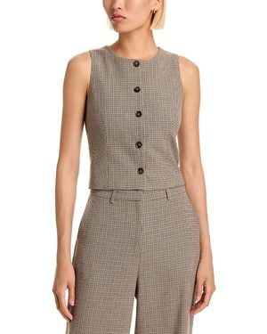 Aqua Mini Check Button Front Vest - Gray