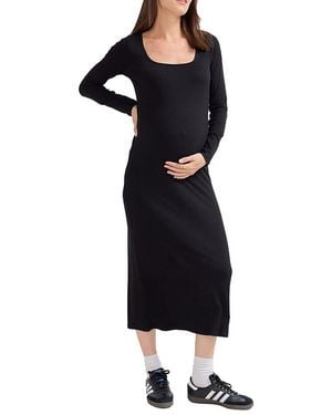 Hatch Collection The Long Sleeve Rib Maternity Maxi Dress - Black