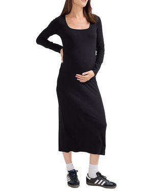 Hatch Collection The Long Sleeve Rib Maternity Maxi Dress - Black