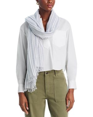 Vince Tri Stripe Cotton Scarf - White