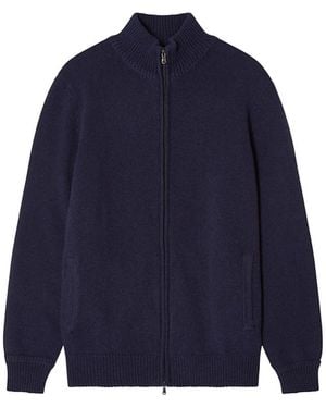 Robert Talbott Graham Cashmere Blend Full Zip Sweater - Blue