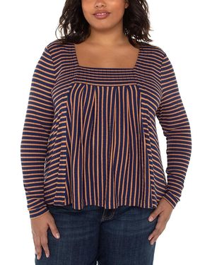 Liverpool Los Angeles Plus Long Sleeve Square Neck Knit Top - Red