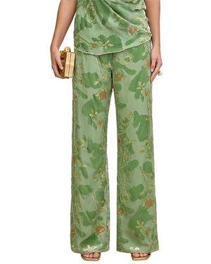 Cult Gaia Stacie Silk Embroidered Pants - Green