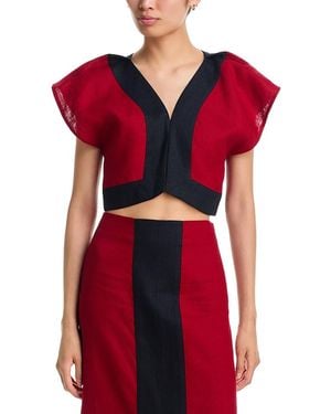 LIBEROWE Havi Linen Cropped Top - Red