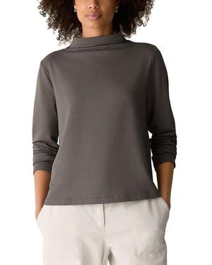 Eileen Fisher Brushed Terry Funnel Neck Top - Gray