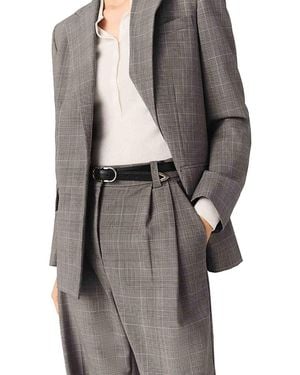 Maje Checked Oversized Blazer - Gray