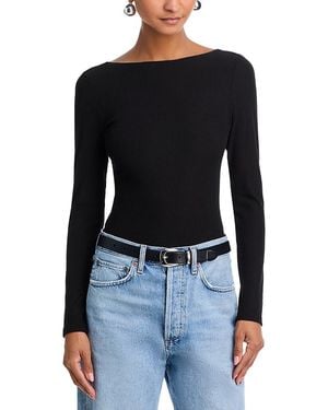 Aqua Rib Scoop Back Tee - Black