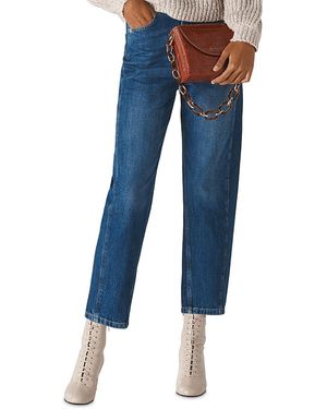 Whistles High-Rise Cropped Barrel-Leg Jeans - Blue
