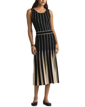 St. John Tonal Pleated Dress - Black