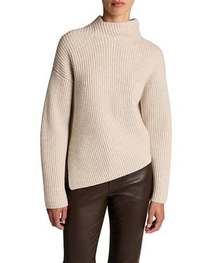 Vince Wool & Cashmere Draped Rib Shawl Sweater - Natural