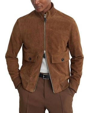 Reiss Helliford Suede Bomber Jacket - Brown