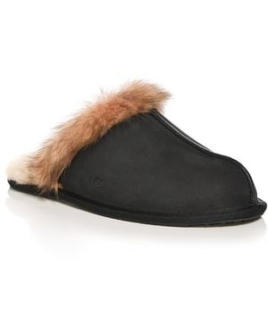 UGG Scuffette Nubuck & Shearling Slippers - Black