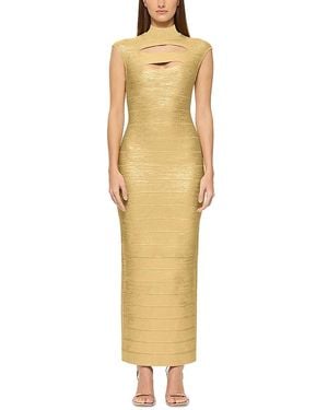 Hervé Léger Foiled Cutout Bandage Gown - Yellow