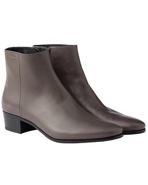 Prada Leather Booties - Brown