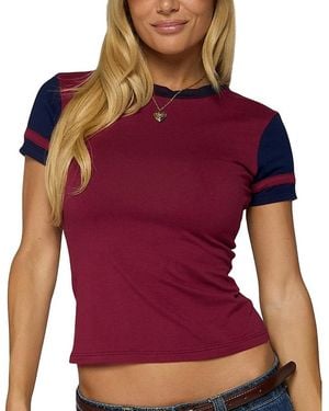 Edikted Sophiah Contrast T Shirt - Red