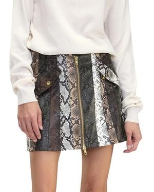 Cynthia Rowley Snake-Embossed Leather Skirt - Multicolor