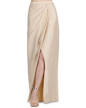 EMILY SHALANT Soft Taffeta Faux Wrap Skirt - Natural