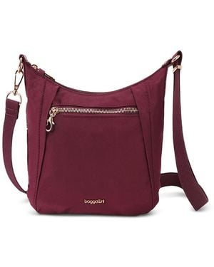 Baggallini Securtex Jet Set Anti Theft Mini Crossbody - Red