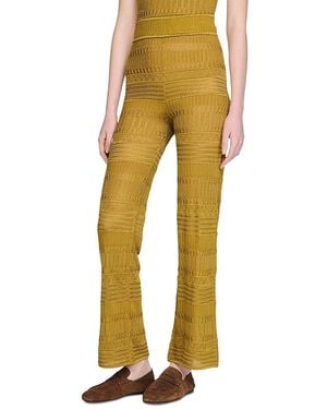 Sandro Pointelle Knit Pants - Yellow