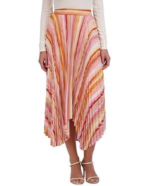 BCBGMAXAZRIA Ombre Stripe Pleated Handkerchief Midi Skirt - Multicolor