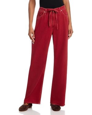 Rag & Bone Featherweight Phoebe Drawstring High Rise Wide Leg Jeans - Red