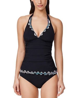 Gottex Layla Tricolore Solid Halter Tankini Top - Black