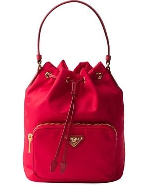 Prada Duet Re-Nylon Bucket Bag - Red