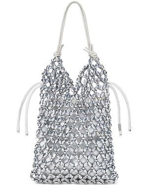 STAUD Karla Crystal Beaded Bucket Bag - White