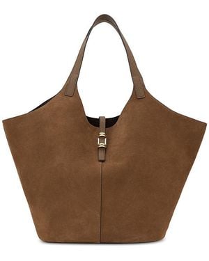 Reiss Lyra Suede Leather Tote - Brown
