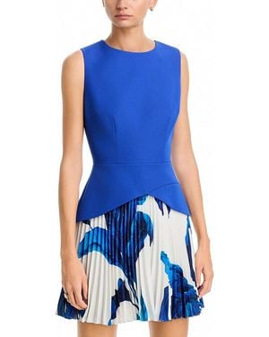 MILLY Haddy Floral Printed Pleated Mini Dress - Blue