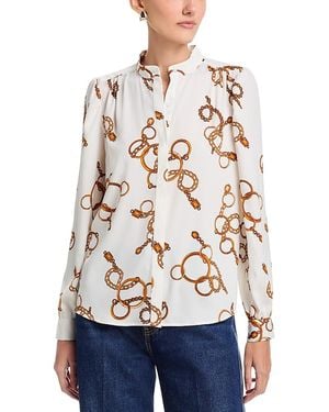 Tahari Long Sleeved Button Down Blouse - White