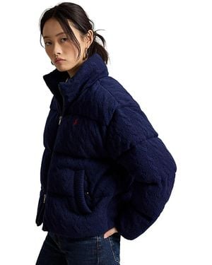Polo Ralph Lauren Cable Wool & Cashmere Puffer Jacket - Blue