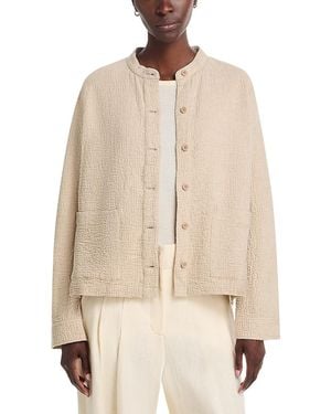 Eileen Fisher Mandarin Collar Shirt Jacket - Natural