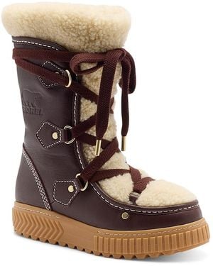 Sorel Ona Ave Alpine Tall Leather & Shearling Waterproof Boots - Brown