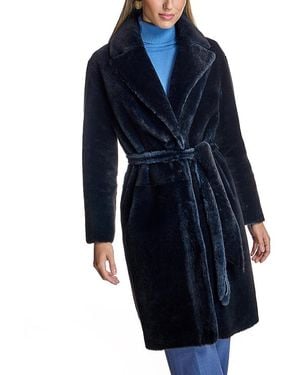 Maximilian Belted Shearling Coat - Blue