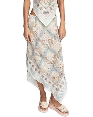 Anna Sui Heritage Scarf Print Chiffon Skirt - Blue