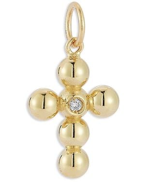Bloomingdale's Fine Collection 14K Cross Charm Pendant With Diamonds, 0.03 Ct. T. W - Metallic