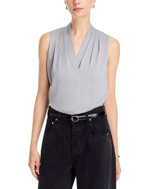 Kobi Halperin Mila Sleeveless V Neck Pleated Silk Blouse - Blue